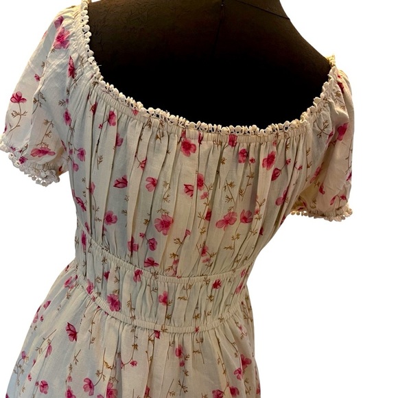 NWT Sim & Sam Floral Linen Blend Baby Doll Wench Dress Floral Medium New - Picture 4 of 10